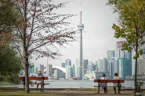 Toronto Islands, Toronto, CanadaOn a beautiful autumn afternoon on the Toronto Island, 3 ladies enjoy the scenery.